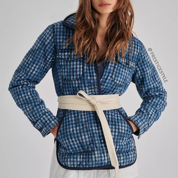 Anthropologie Jackets & Blazers - Anthropologie Mallory Gingham Quilted Shirt Jacket